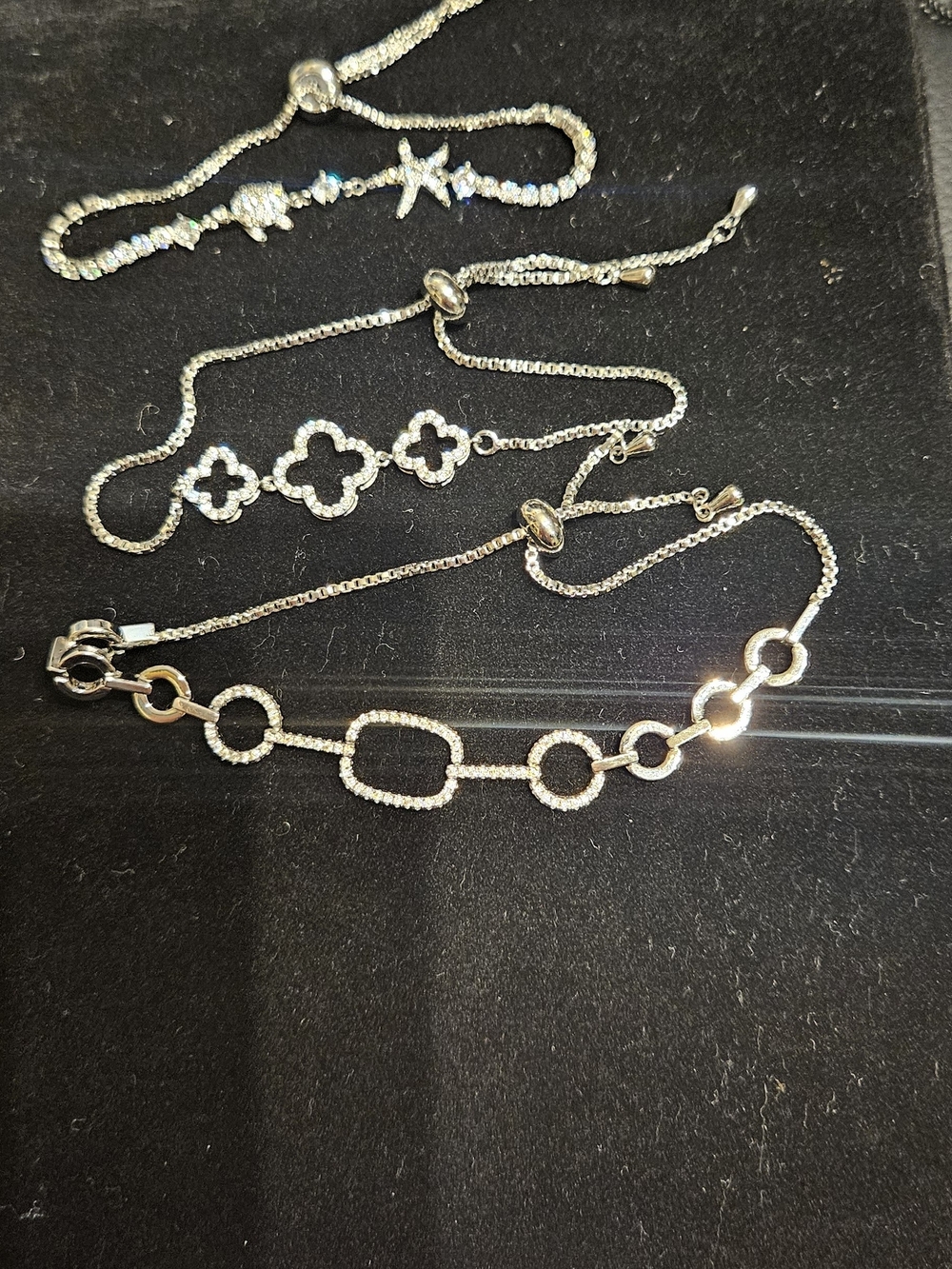 3 Braslets Adjustable Bracelet Set - Silver